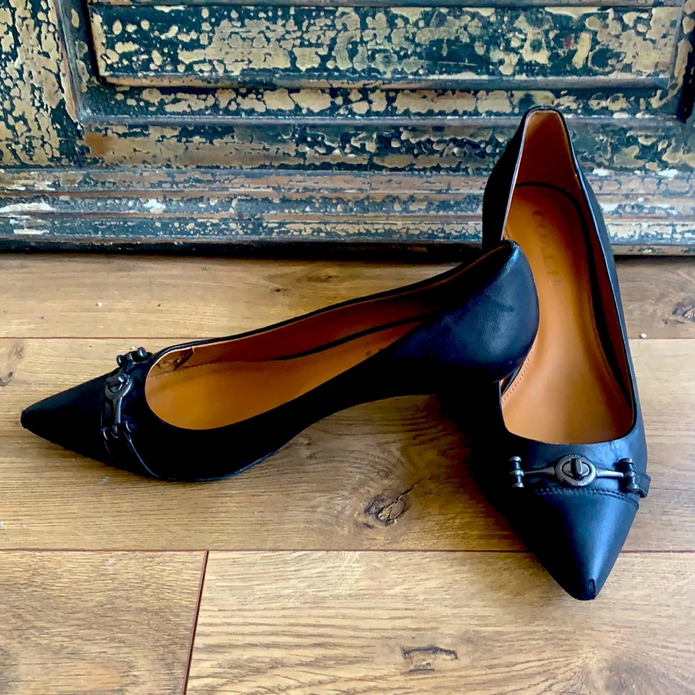 Coach black leather 2” heels